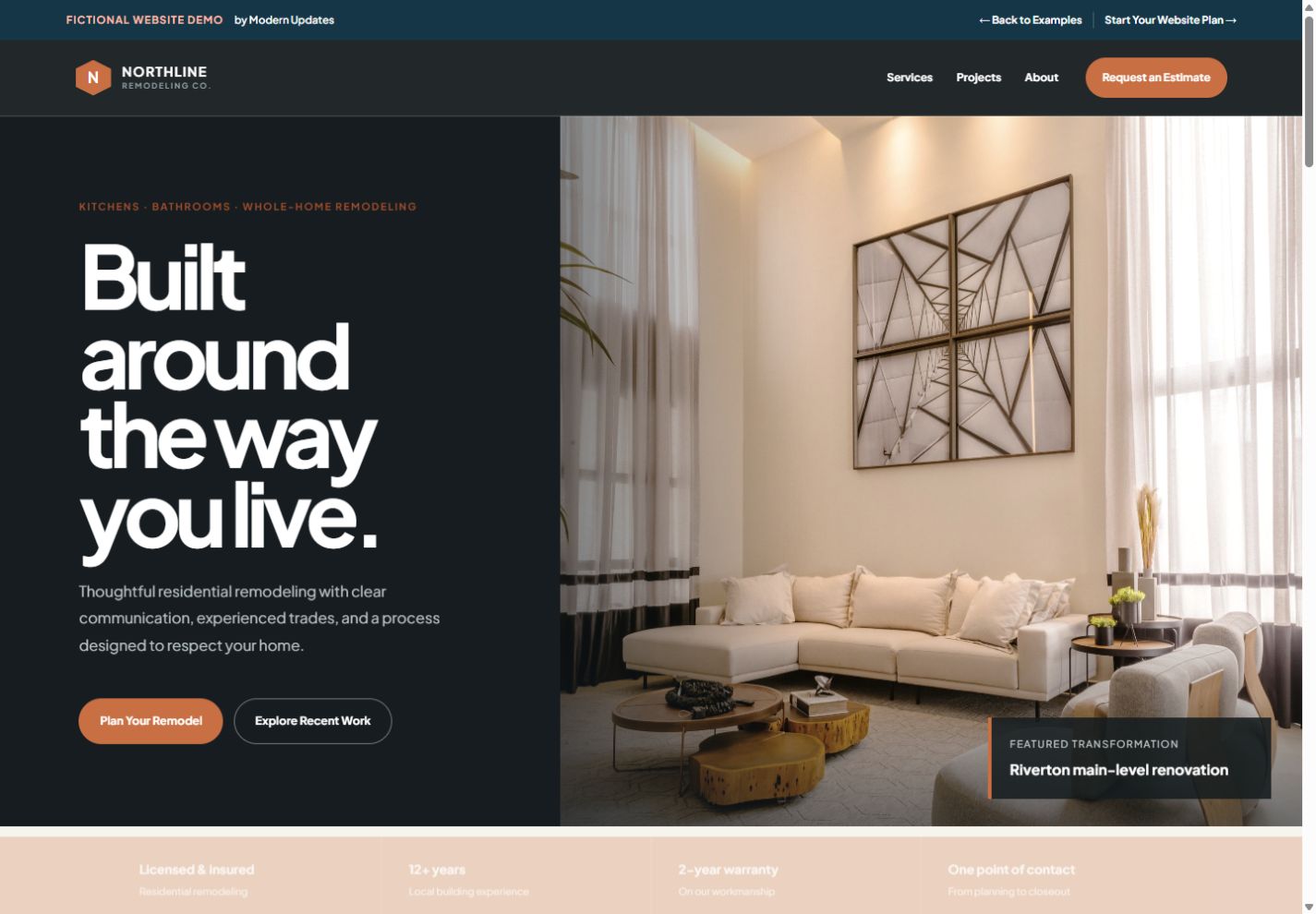 Northline Remodeling actual fictional website screenshot