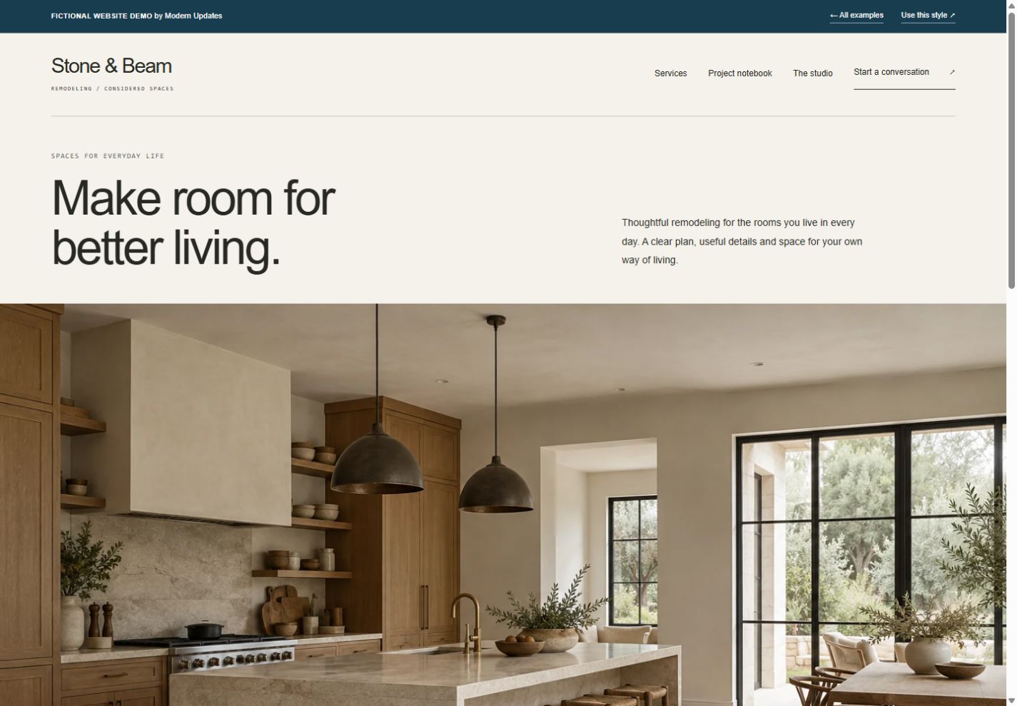 Stone & Beam Remodeling demo website preview